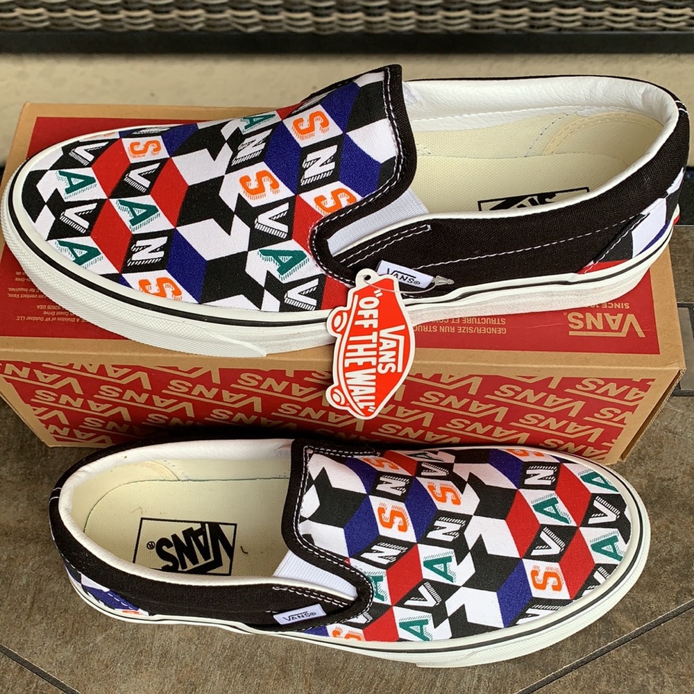 VANS CLASSIC SLIP ON CHECKER CUBE MULTI/TRWHT MENS - Picture 5 of 16